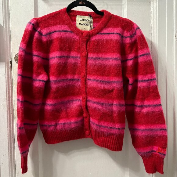NWT Damson Madder Women's Cece Stripe Cardigan - Red/Pink Stripe - Picture 2 of 8